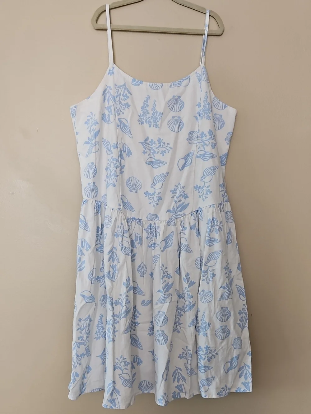 GAP Girls White Dress with Light Blue Shell Print